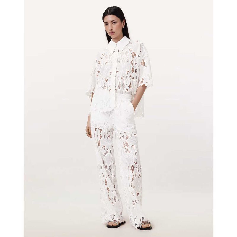 AllSaints Charli Embroidered Straight Fit Trousers image number 3